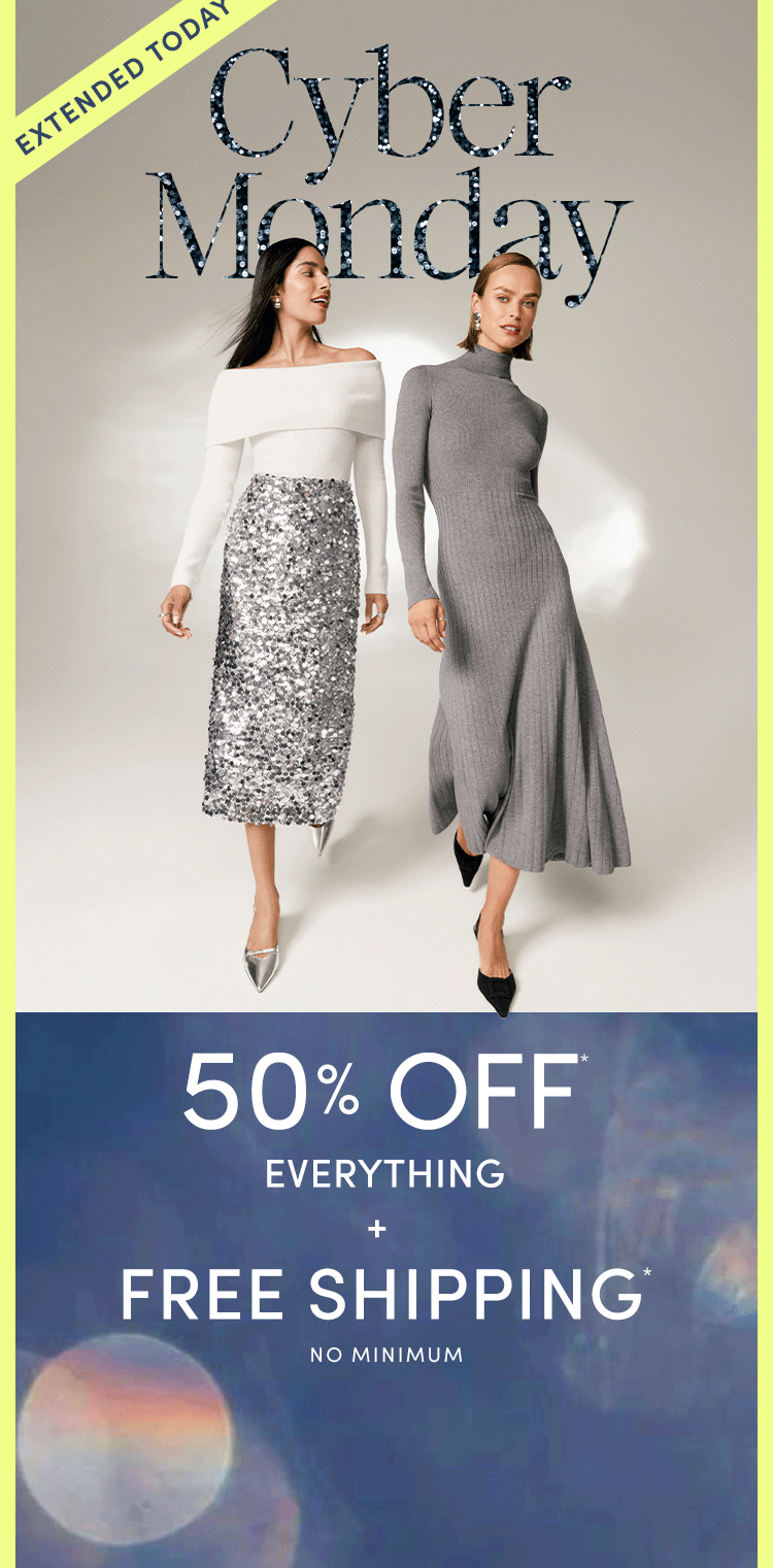 Cyber Monday.  50% OFF EVERYTHING + FREE SHIPPING