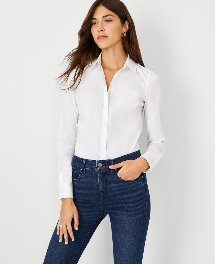 Button-Up Dress Shirt for Tall Women in White 14 / Extra Tall / White