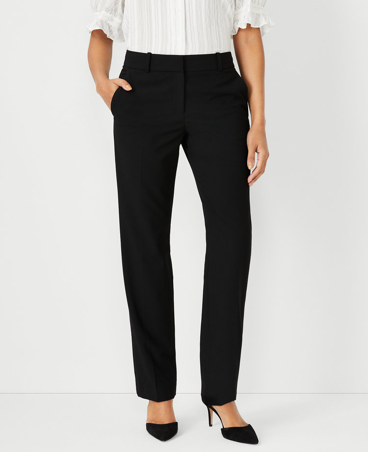 Ann Taylor The Straight Pant Seasonless Stretch - Classic Fit Core Black Women's