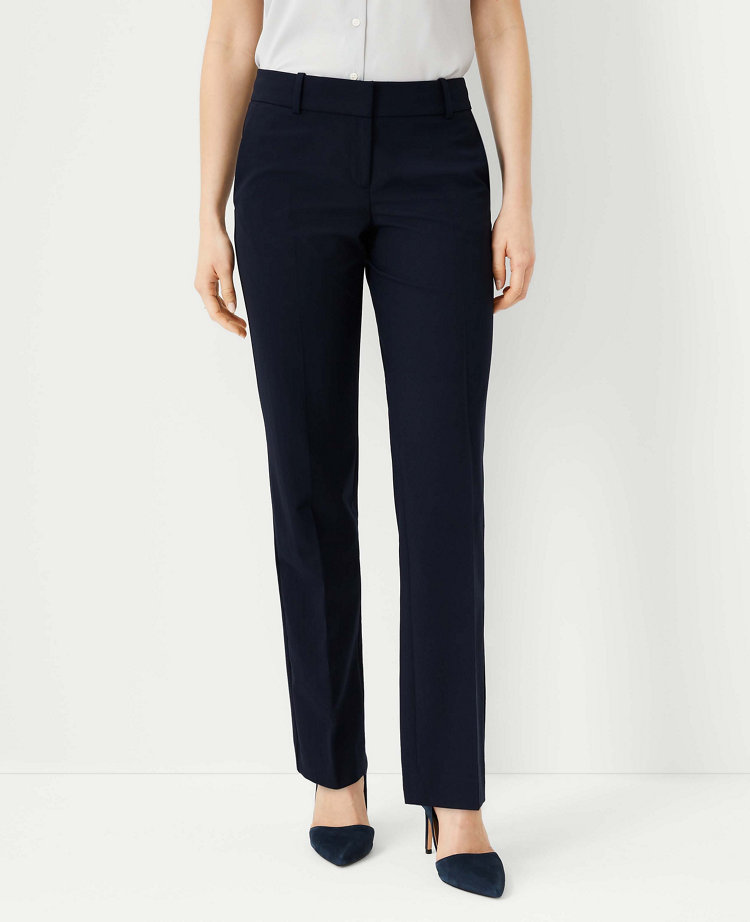 Ann Taylor The Petite Pintucked Straight Pant Double Knit