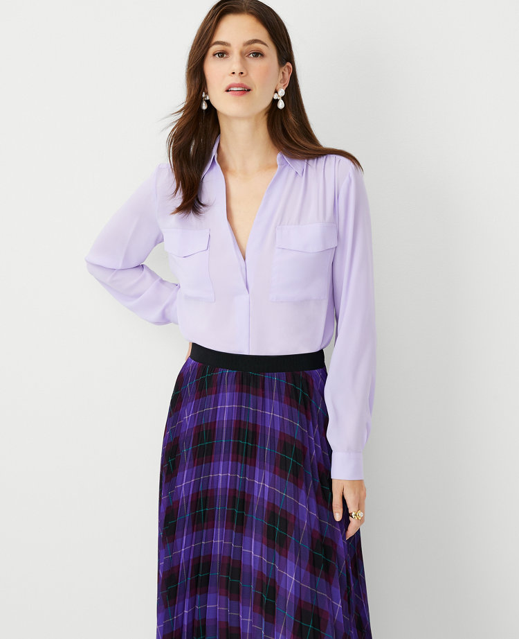 Ann Taylor Camp Shirt In Twilight Lavender