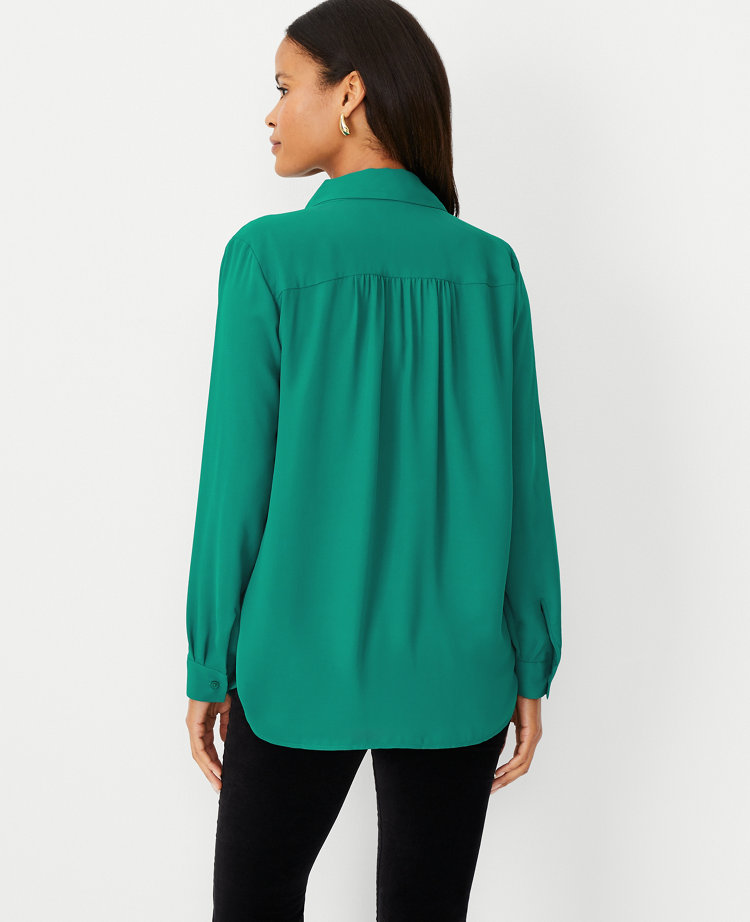 Women's Green Long Sleeve Shirts & Tops Ann Taylor