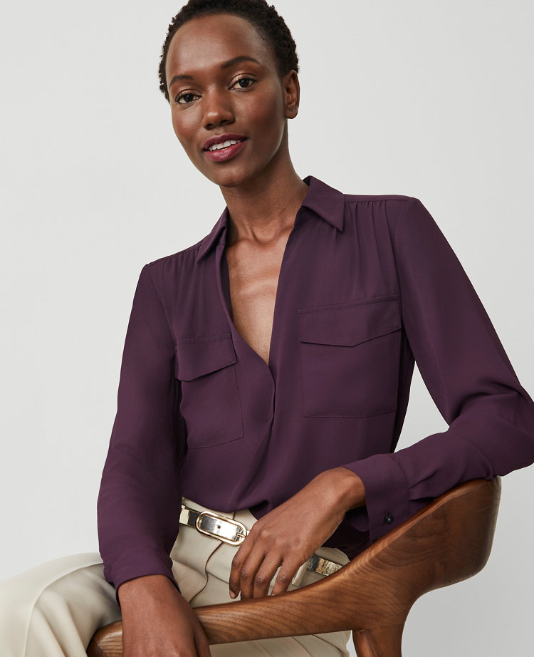 Women s Purple Tops Blouses Shirts Ann Taylor