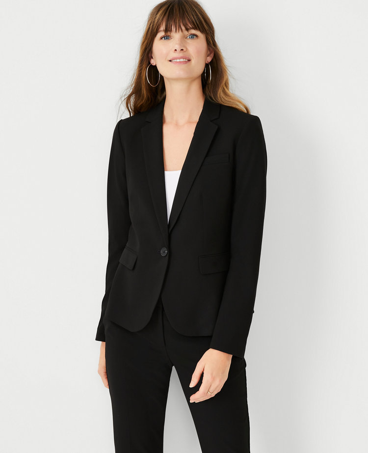 Petite solid color blazer, Black