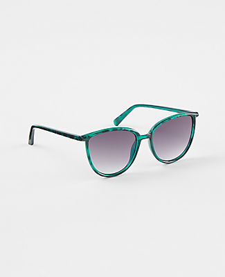 Ann Taylor Beveled Edge Round Sunglasses In Vibrant Clover
