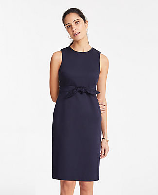 ANN TAYLOR THE WAIST-DETAIL SHEATH DRESS WITH TIE IN COTTON SATEEN,459409