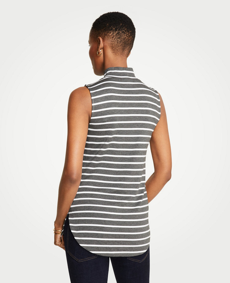 Striped Sleeveless Mock Neck Tunic