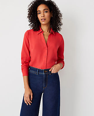 Ann Taylor Essential Shirt In Rococco Red