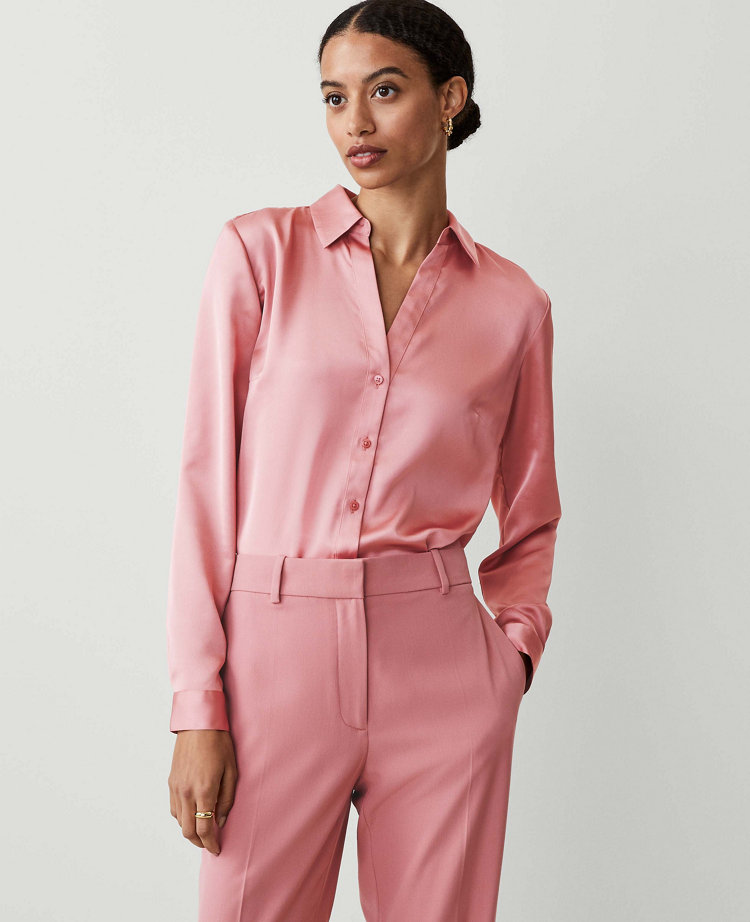 Ann Taylor Essential Shirt In Pink Sea Shell