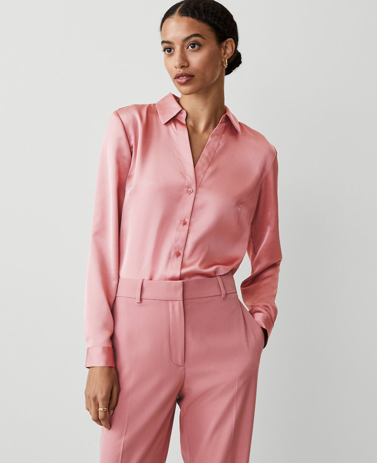 Ann Taylor Essential Shirt In Pink Sea Shell