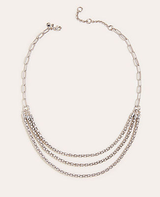Ann Taylor Triple Strand Pave Wrapped Necklace In Silver