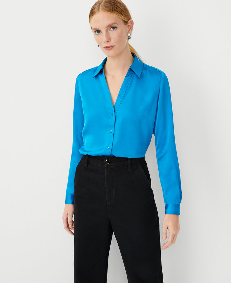 Petite Satin Essential Shirt carousel Product Image 1