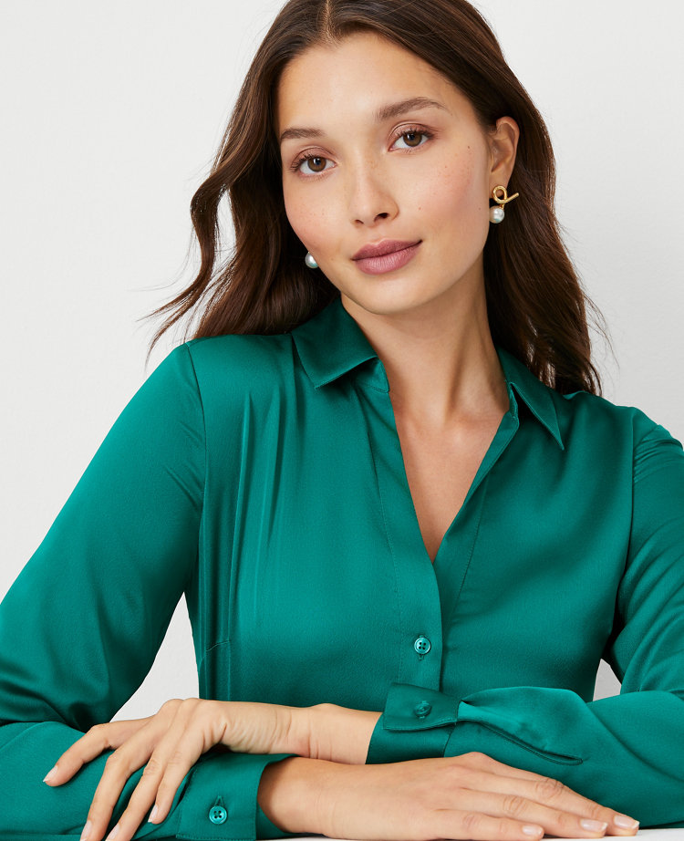 Petite Satin Essential Shirt carousel Product Image 1