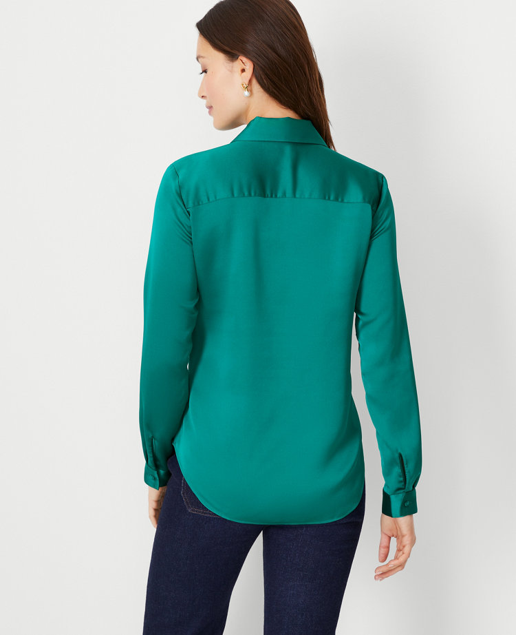 Petite Satin Essential Shirt carousel Product Image 2