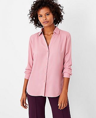 Ann Taylor Petite Essential Shirt In Pink Sea Shell