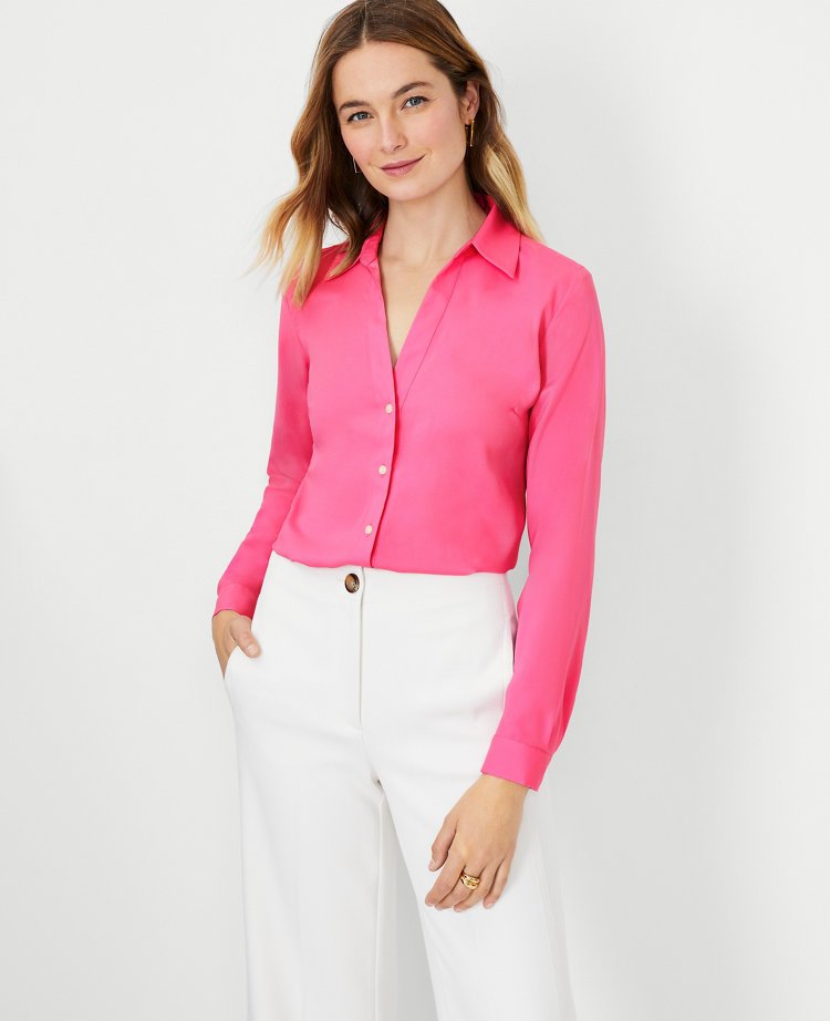 Petite Satin Essential Shirt carousel Product Image 1