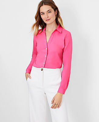 Ann Taylor Petite Essential Shirt In Sweetheart Pink