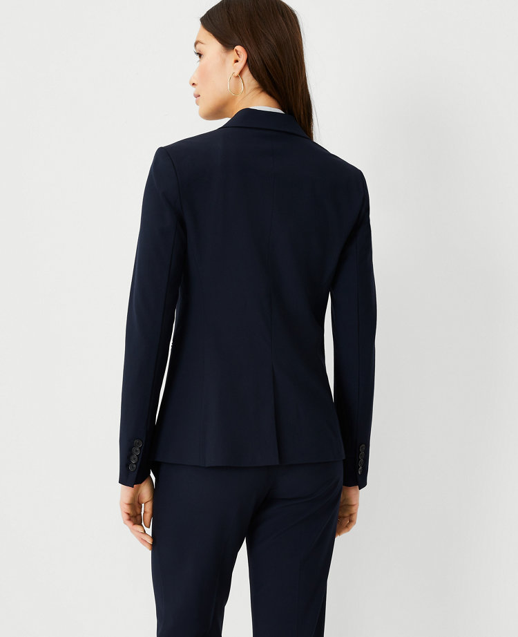 The Petite Long One Button Blazer in Bi-Stretch