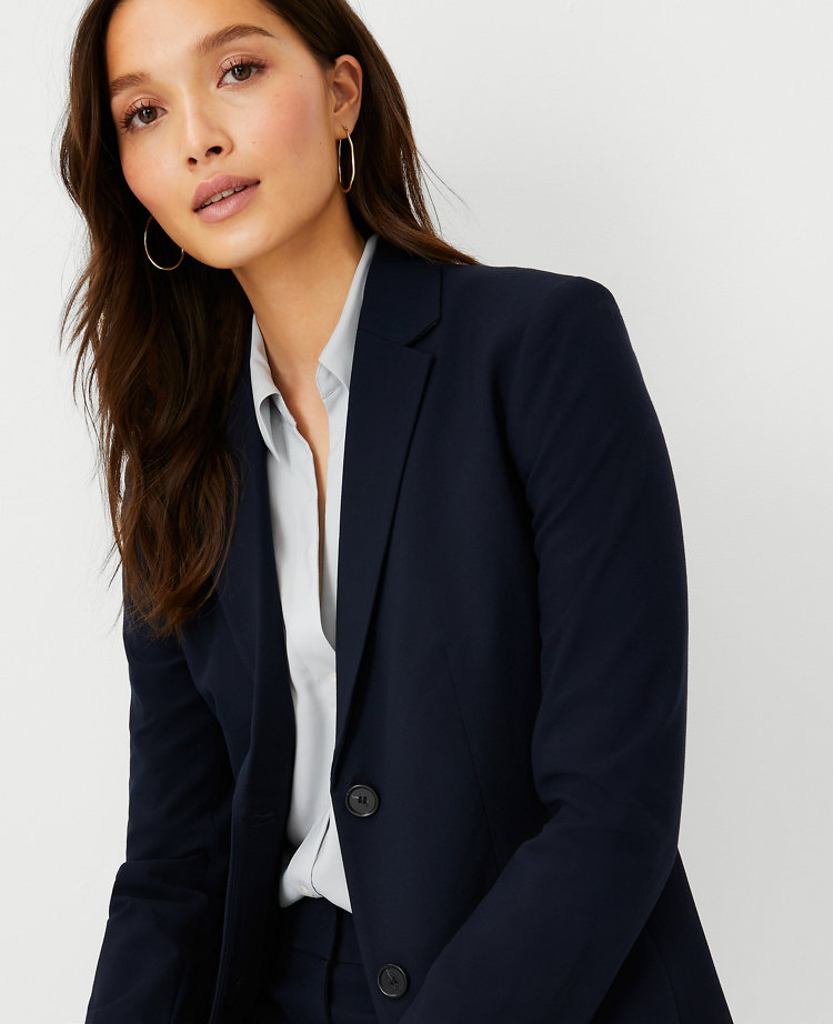 The Petite Long Two Button Blazer in Seasonless Stretch