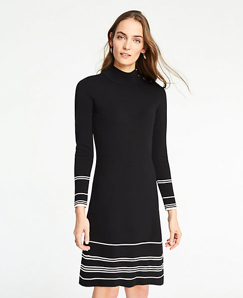 Long Sleeve Black Turtleneck Sweater Dress