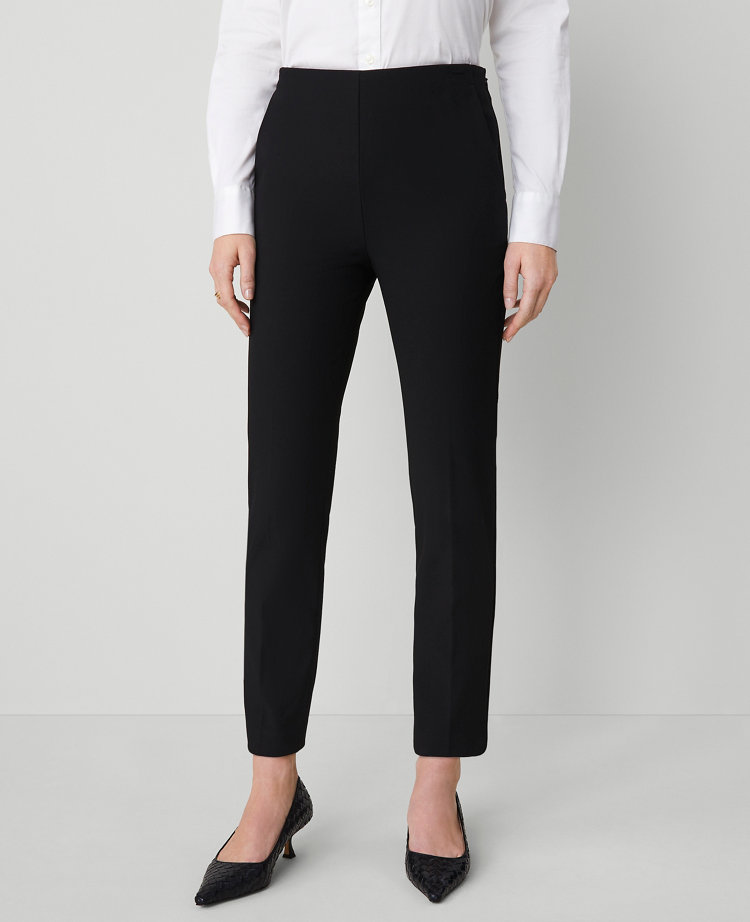 Ann Taylor The Side Zip Ankle Pant Bi-Stretch Black Women's