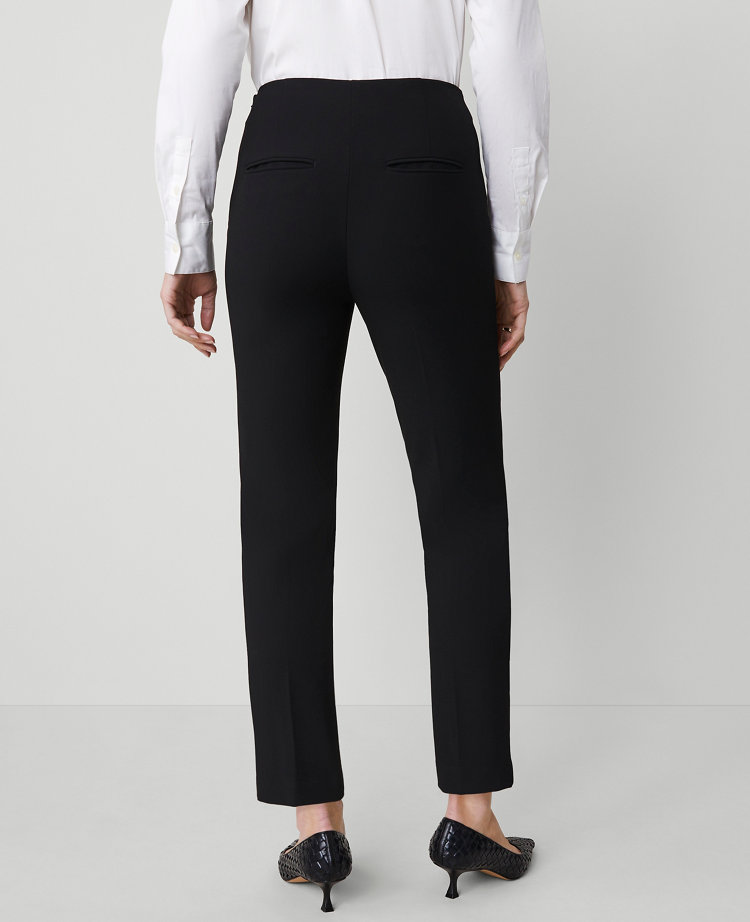 Stretch Cotton Side-Zip Slim Ankle Pants