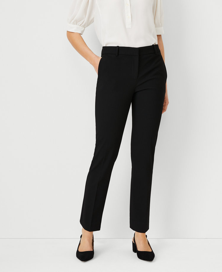 Womens Straight Leg Stretch Slim Ankle Pants - A Day - Black