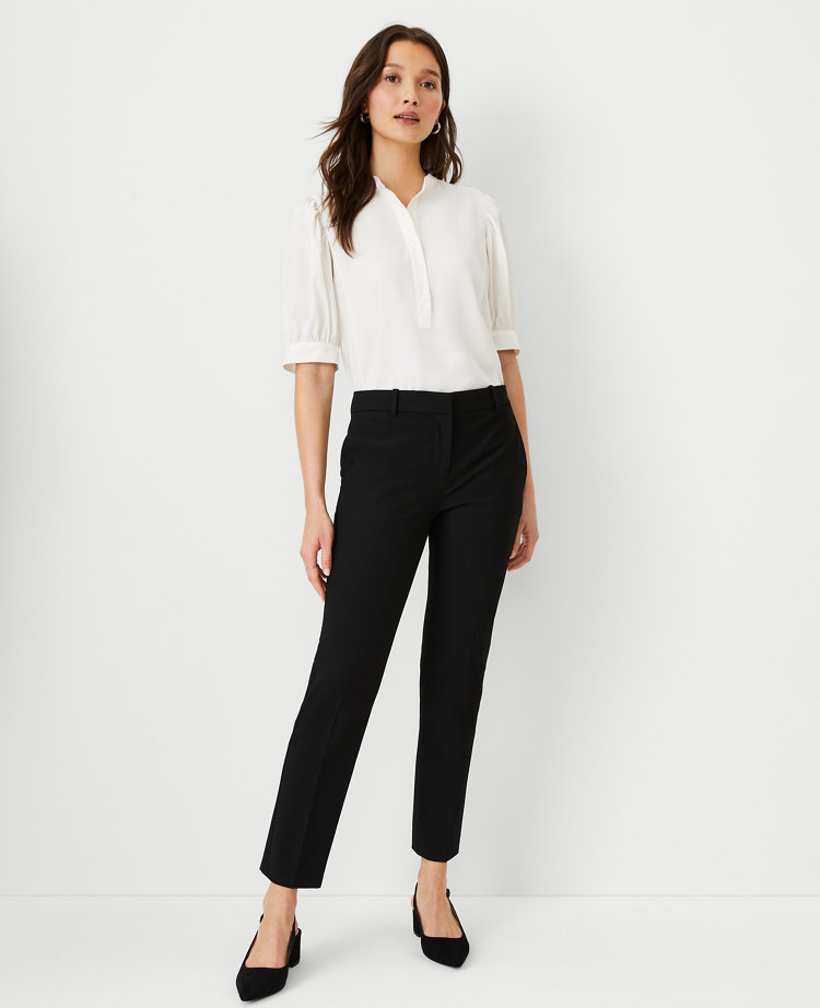 Mid Rise Straight Leg Pants in Bi-Stretch