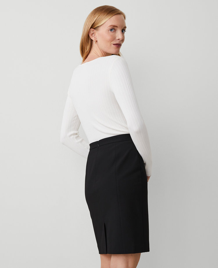 Logo Waistband Pencil Skirt, black