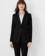 The Petite Long One-Button Blazer in Bi-Stretch carousel Product Image 1