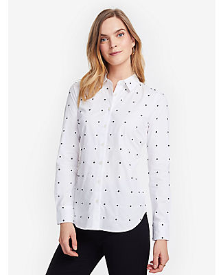 ANN TAYLOR EMBROIDERED DOT PERFECT SHIRT,496247