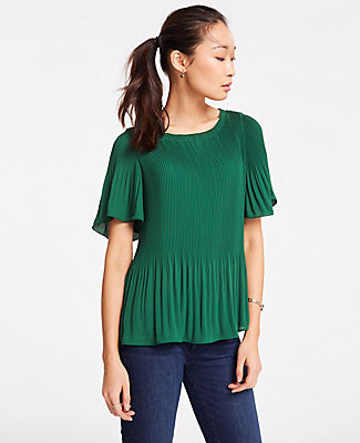 ANN TAYLOR PETITE PLEATED TOP,496607