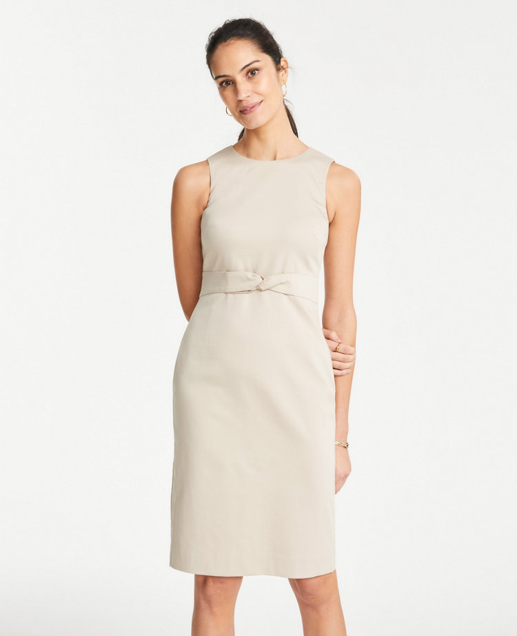 ANN TAYLOR TALL TIE FRONT DRESS IN COTTON SATEEN,498859