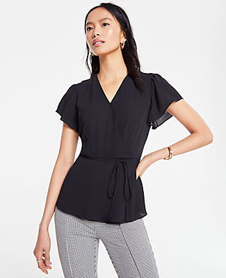 ANN TAYLOR BELTED WRAP TOP,505105