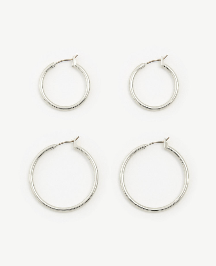 Hoop Earring Set - Silver