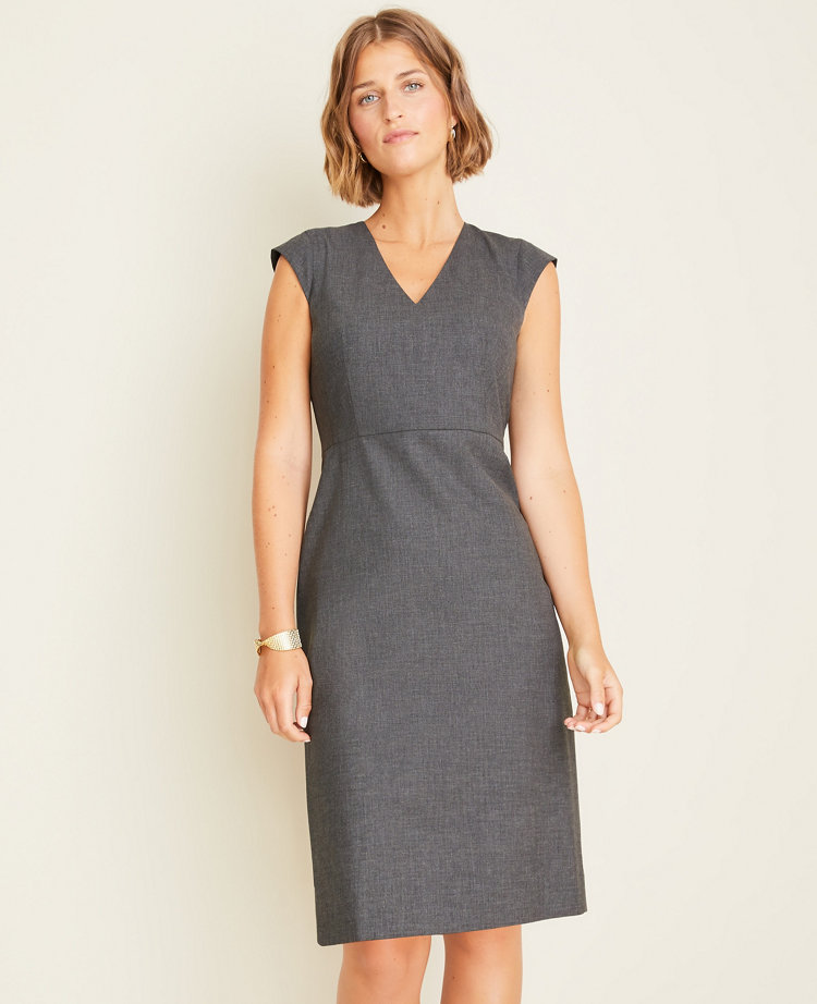 The V-Neck Sheath Dress in Tropical Wool