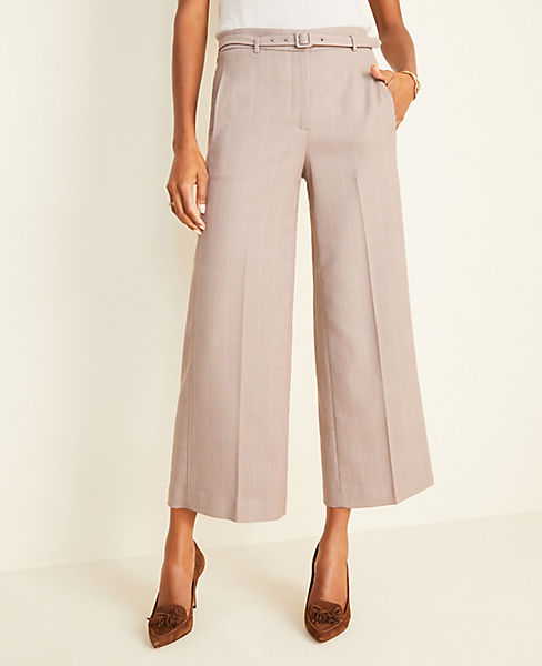 The Belted Wide Leg Marina Pant in Glen Plaid
