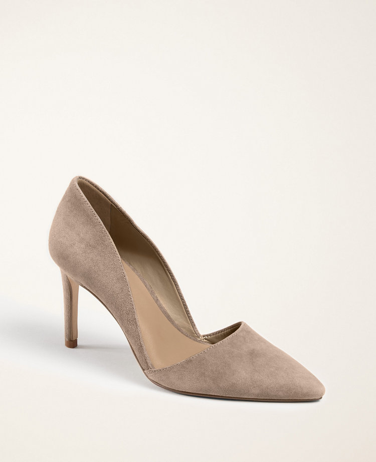 neutral suede court shoes