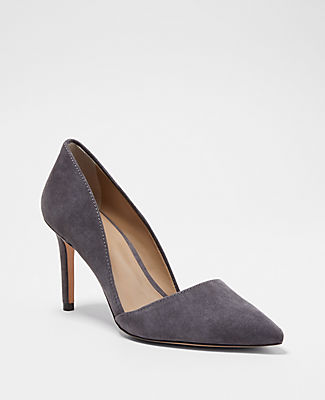 Ann Taylor Azra Suede Pumps In Heathered Onyx