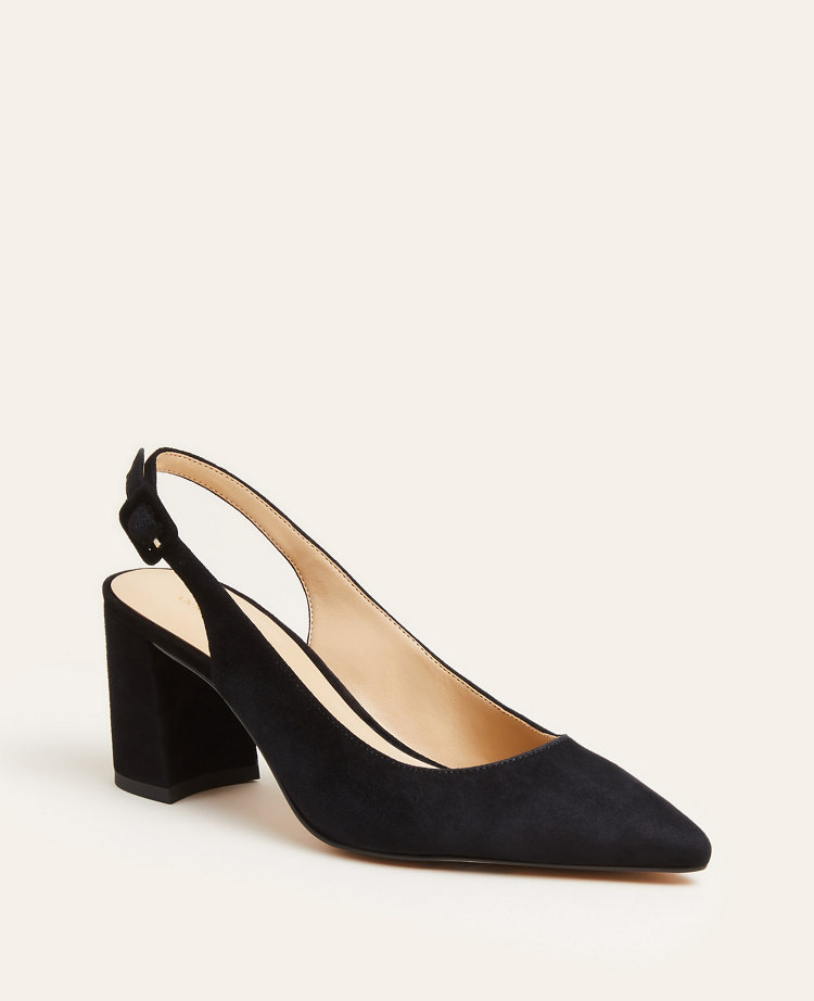 Brielle Suede Block Heel Slingback Pumps Ann Taylor