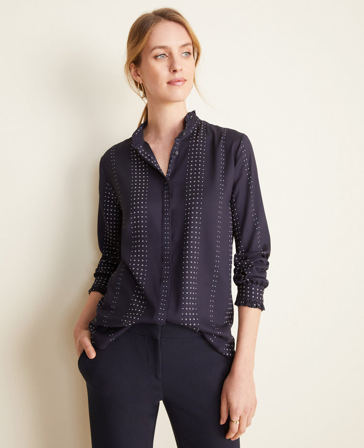 Geo Ruffle Blouse