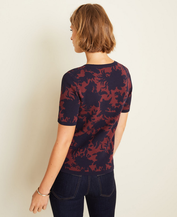 Floral Seasonless Yarn Sweater Tee Ann Taylor - 