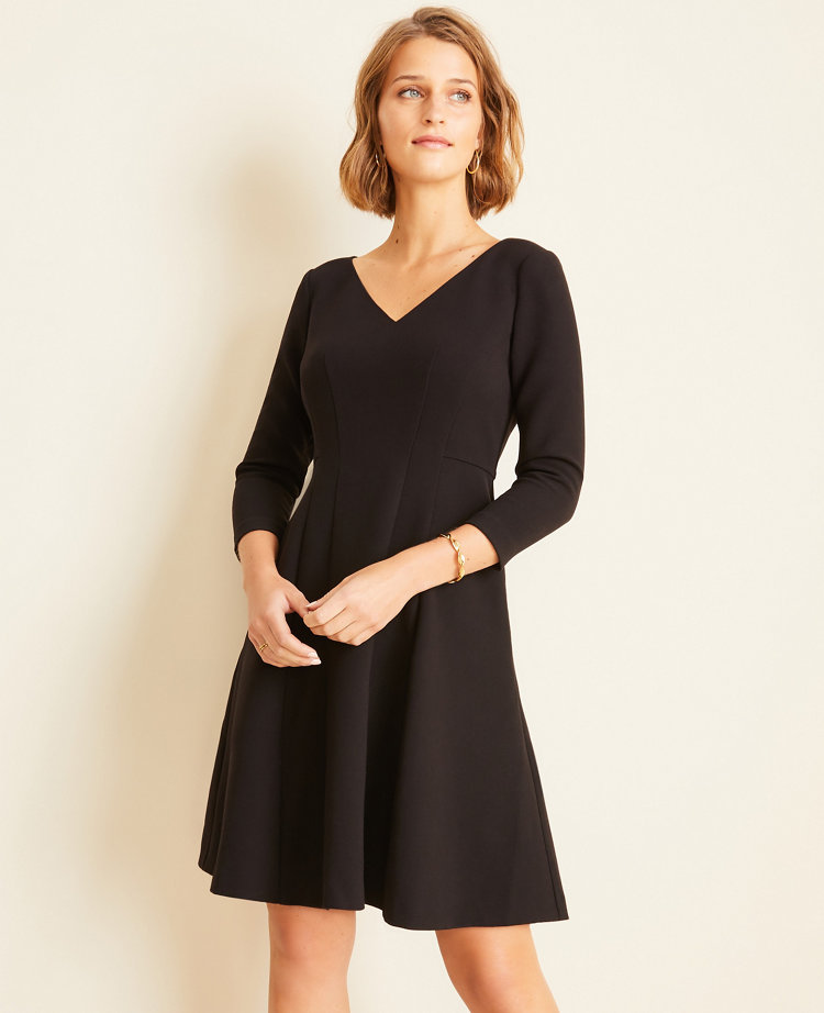 Doubleweave Seamed Flare Dress