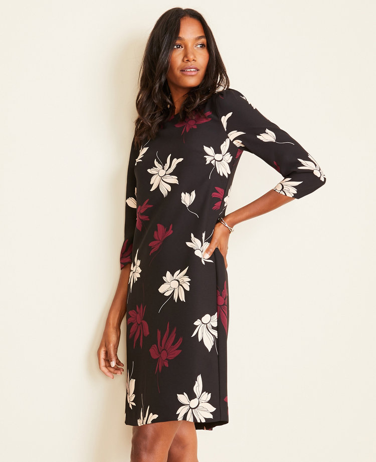 Floral Puff Sleeve Shift Dress