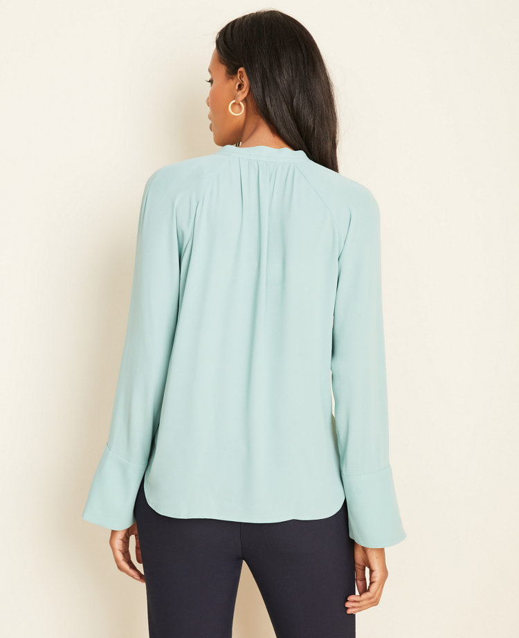 Floral Tie Front Flare Sleeve Blouse main image 1