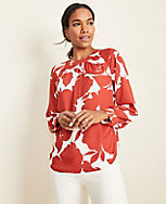 Floral Shirred Neck Blouse carousel Product Image 1