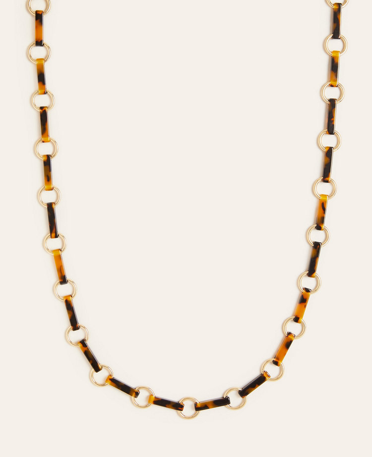 Ann Taylor Tortoiseshell Print Bar Station Necklace In Brown
