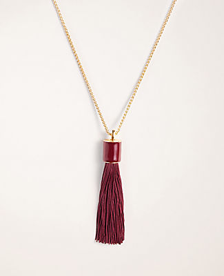 Ann Taylor Fabric Tassel Pendant Necklace In Purple