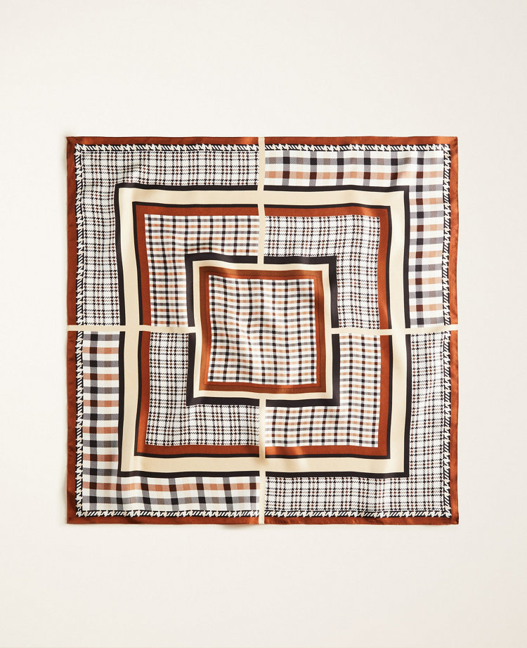 Modern Plaid Silk Little Scarf