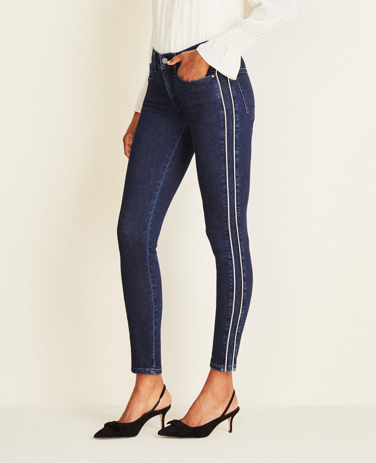 Piped Side Stripe Skinny Jeans